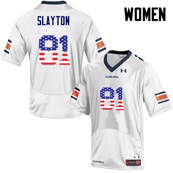 Women's Auburn Tigers #81 Darius Slayton USA Flag Fashion White College Stitched Football Jersey
